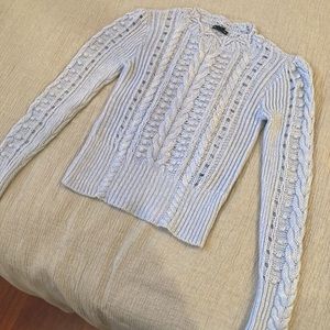 Club Monaco Merino Wool Cable Knit Sweater Baby Blue